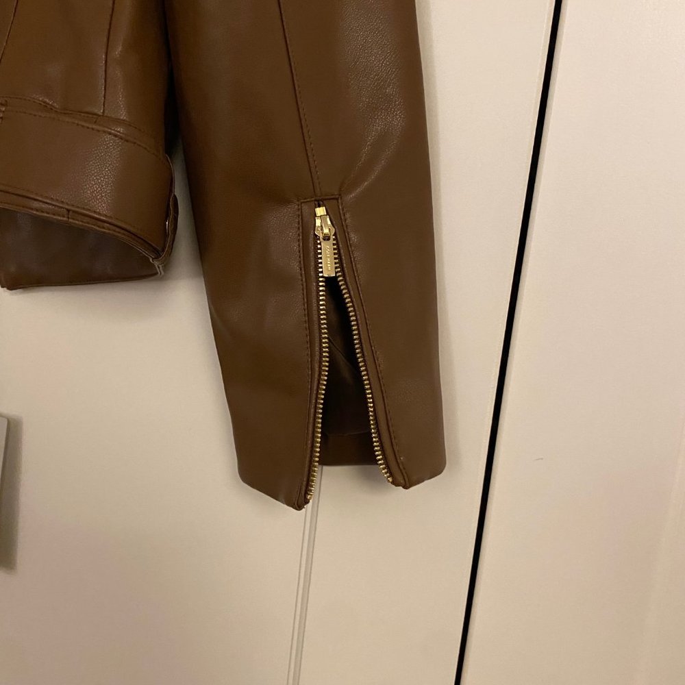 Cole Haan Racer Leather Jacket, Small, Hazel - Picture 3 of 8